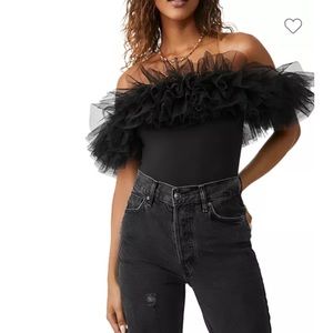 Free People Off Shoulder tulle shirt NWT